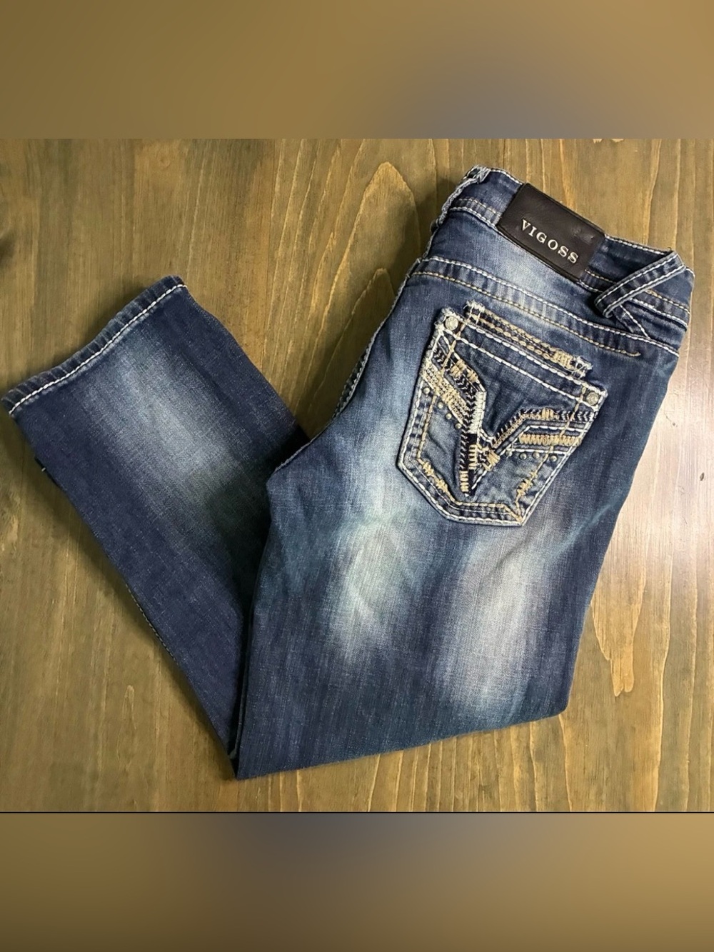 VIGOSS 28"x21" Capri Jeans. Rhinestone Embellished C2297A Bling